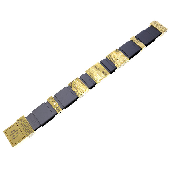 Браслет из лимонного золота c кожаным шнурком