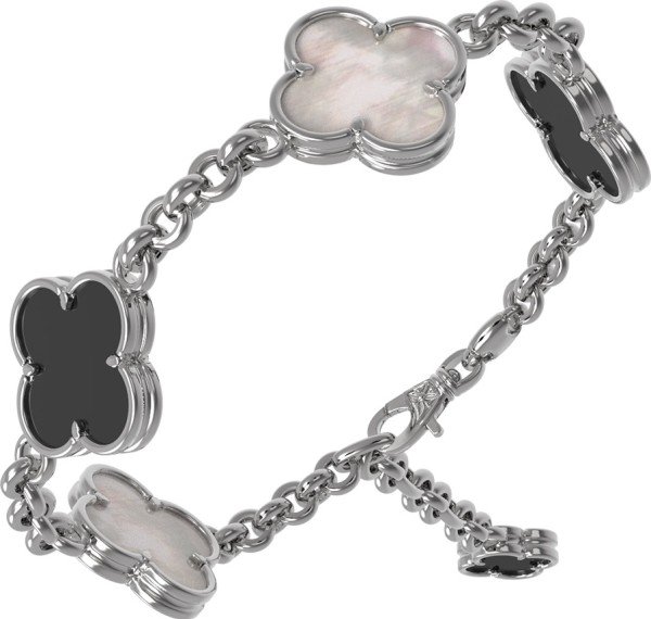 Браслет из белого золота c ониксом и перламутром