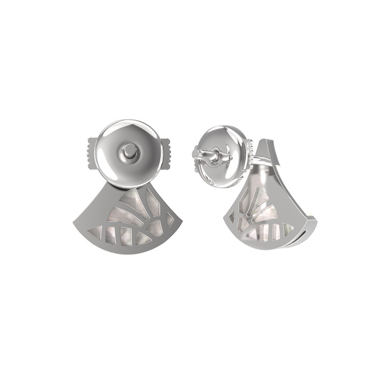 Серьги из белого золота c бриллиантами и перламутром