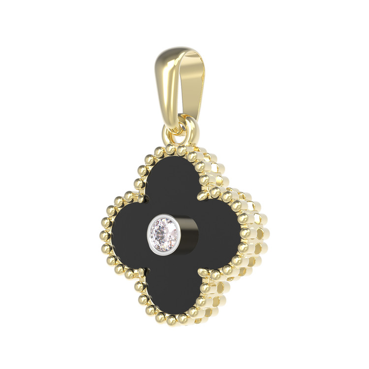 Подвеска из лимонного золота c бриллиантами и ониксом