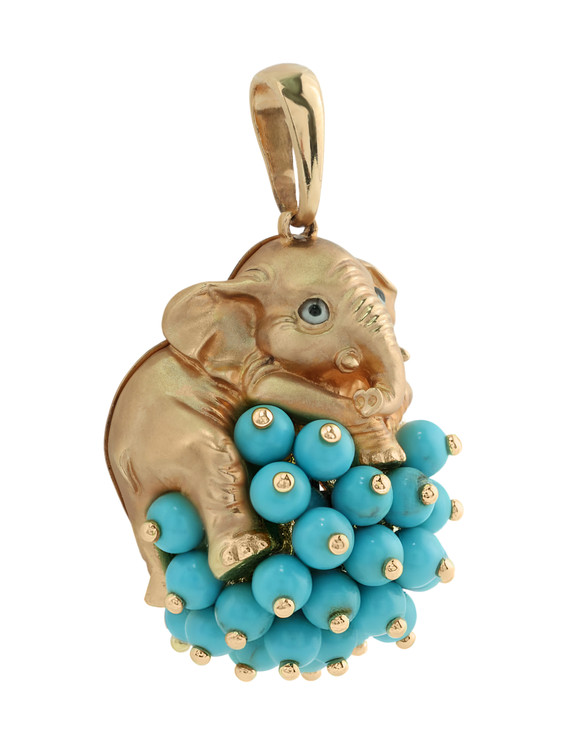 Подвеска из золота c эмаль и бирюзой