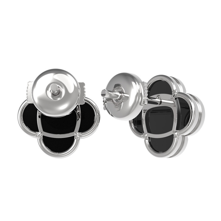 Серьги из белого золота c ониксом