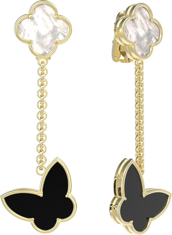 Серьги из лимонного золота c ониксом и перламутром