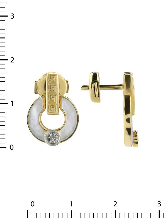 Серьги из лимонного золота c бриллиантами и перламутром