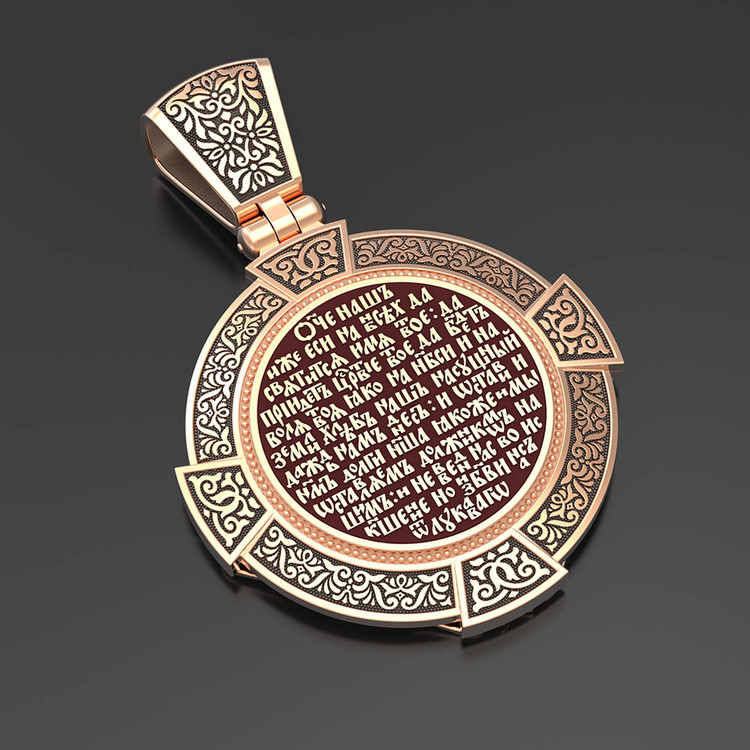 Образок из золота c эмалью, иконописью и темперой