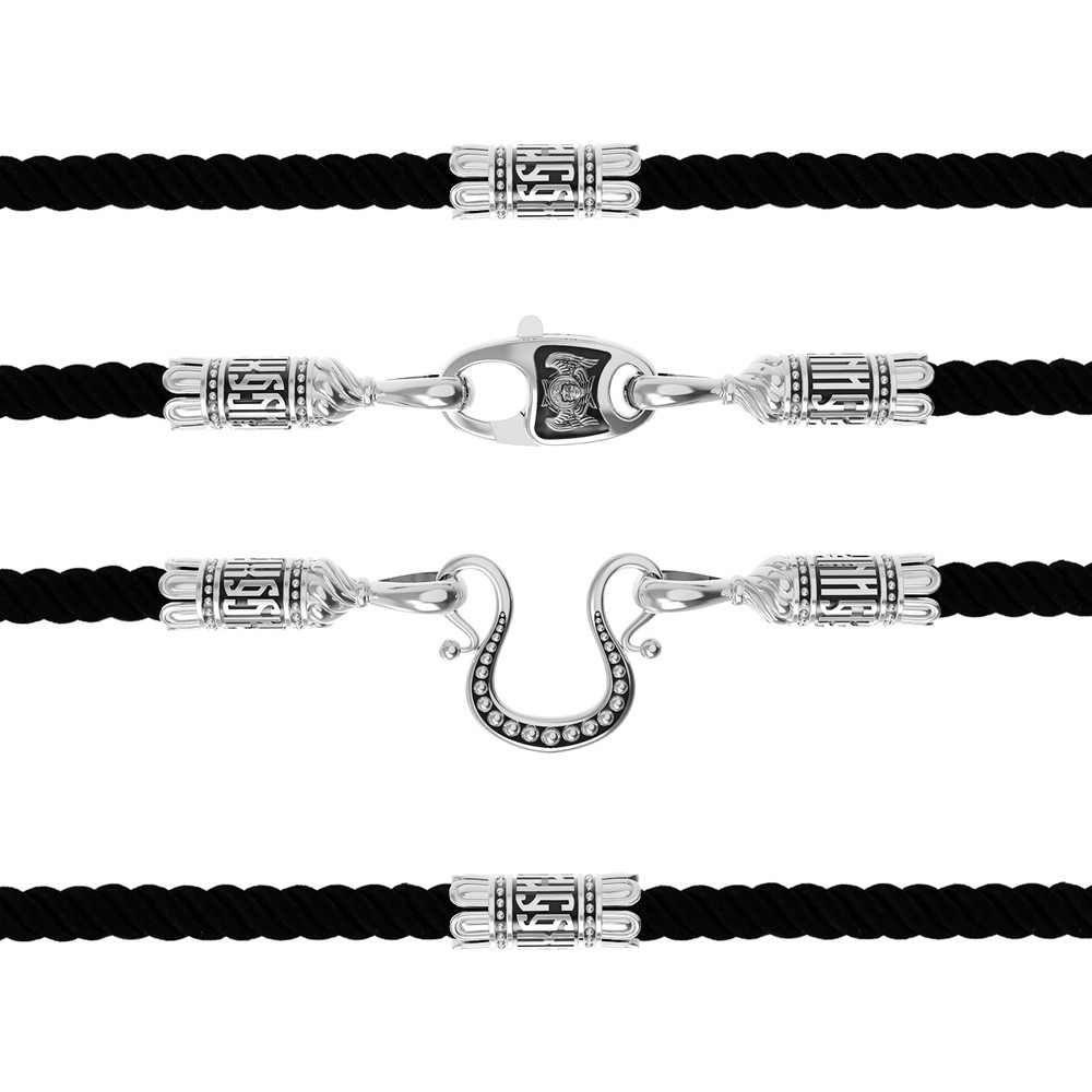 Шнурок шёлковый из белого золота c шёлковым шнурком