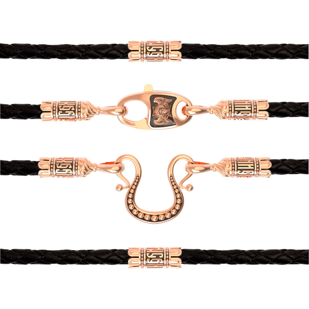 Шнурок кожаный из золота c кожаным шнурком