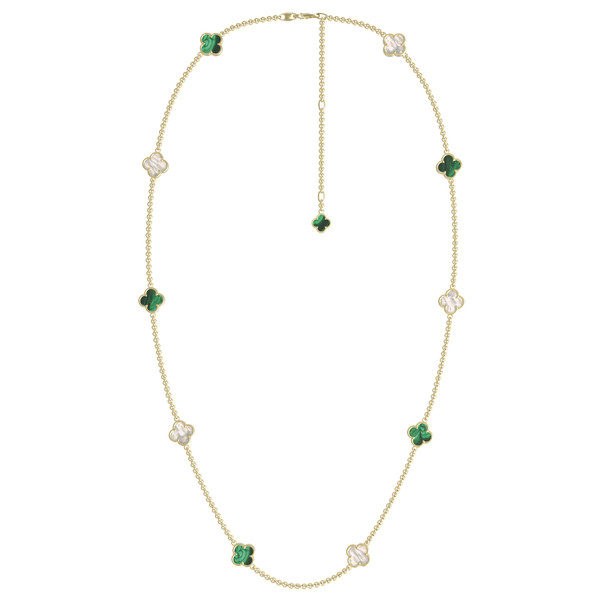 Колье из лимонного золота c малахитом и перламутром