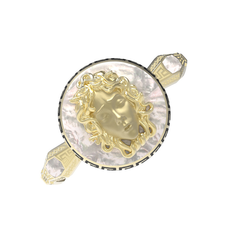 Браслет из лимонного золота c эмаль и перламутром