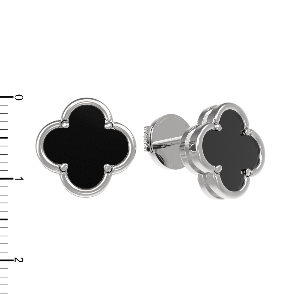 Серьги из белого золота c ониксом