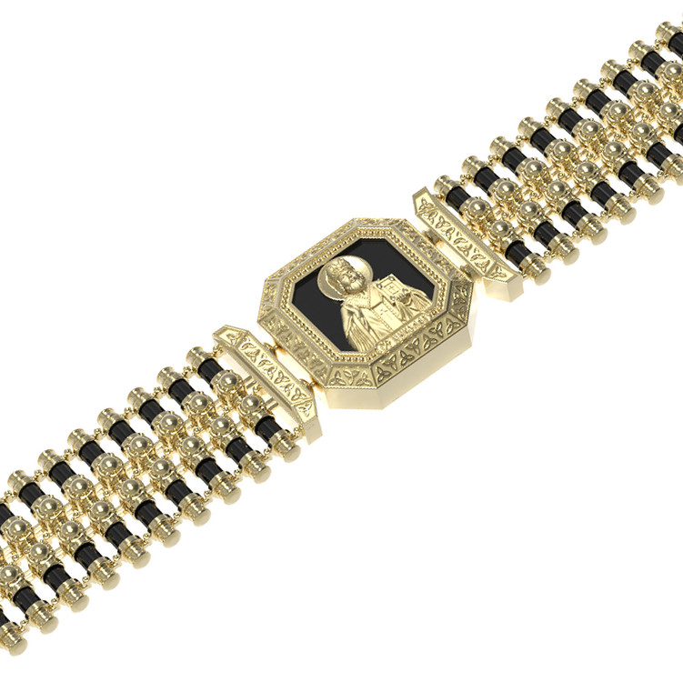 Браслет из лимонного золота c ониксом