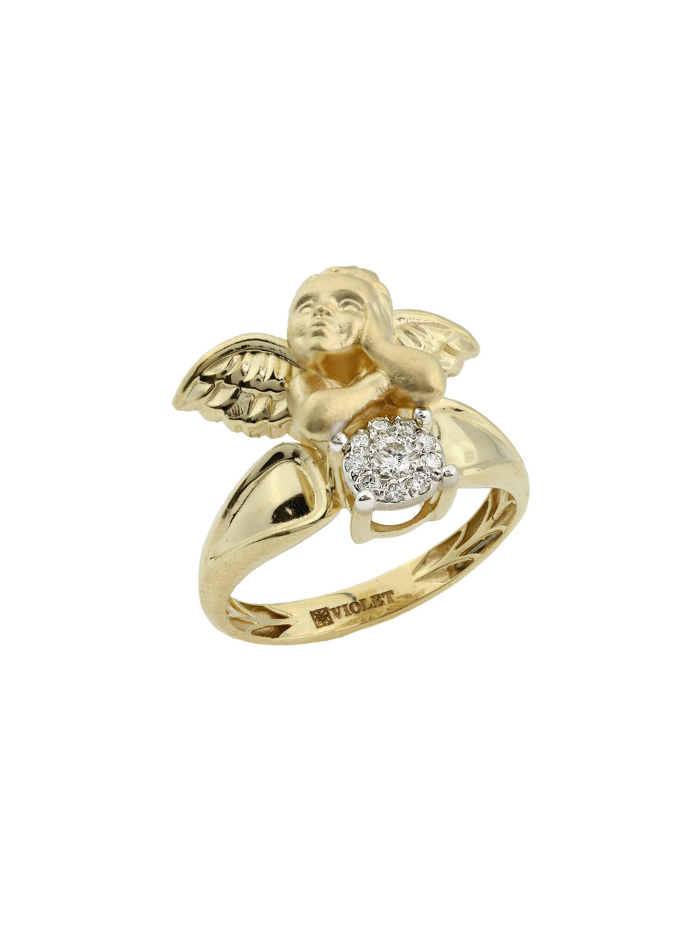 Кольцо из лимонного золота c бриллиантами