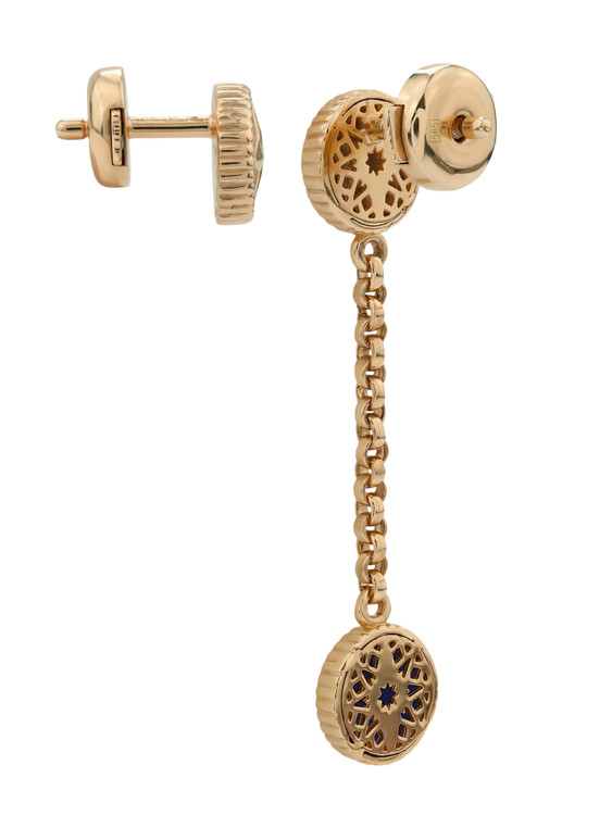 Серьги из золота c бриллиантами, лазуритом и перламутром