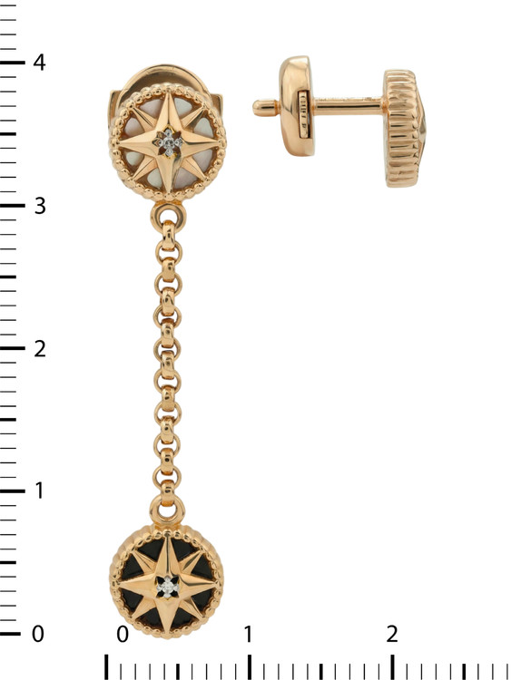 Серьги из золота c бриллиантами, ониксом и перламутром