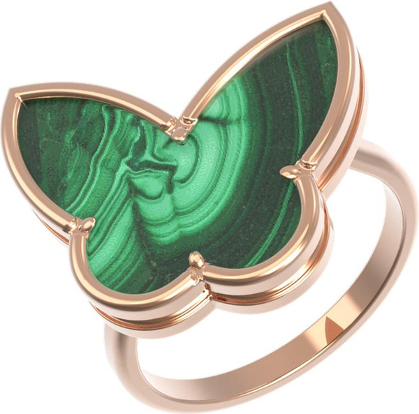 Кольцо из золота c малахитом