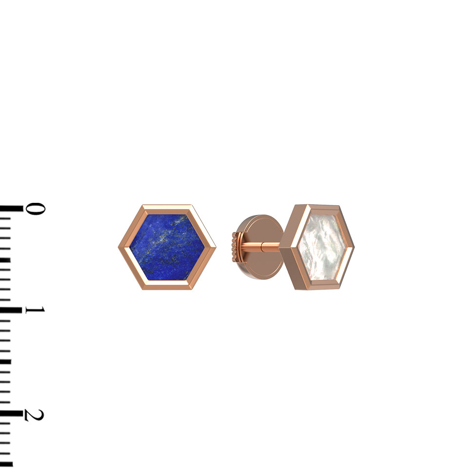 Серьги из золота c лазуритом и перламутром