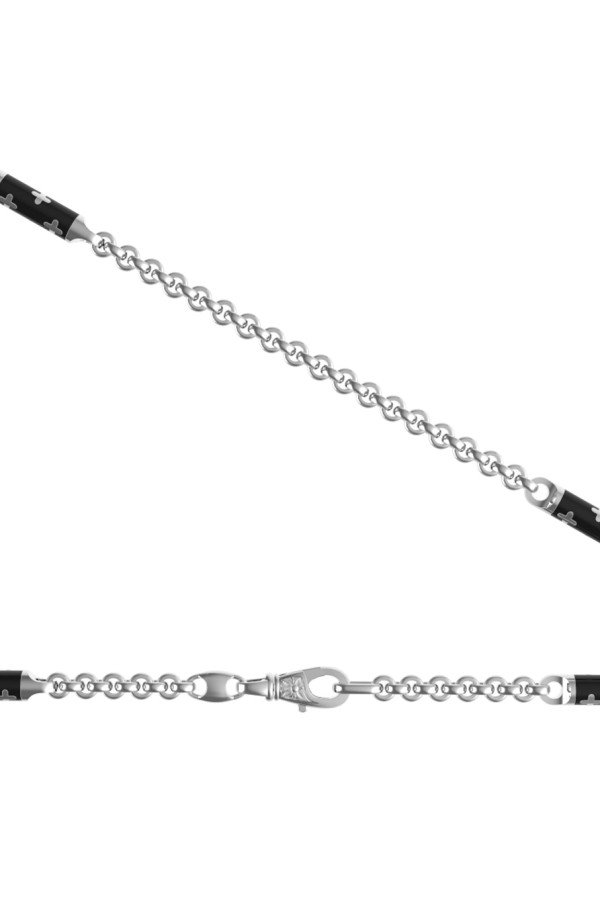 Цепь из белого золота c эмаль