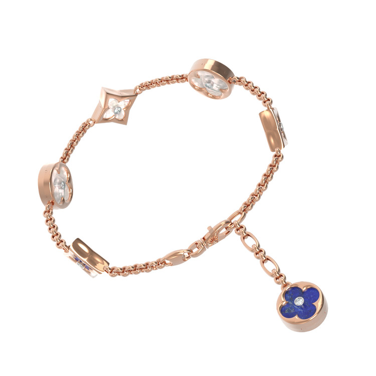 Браслет из золота c бриллиантами, лазуритом и перламутром