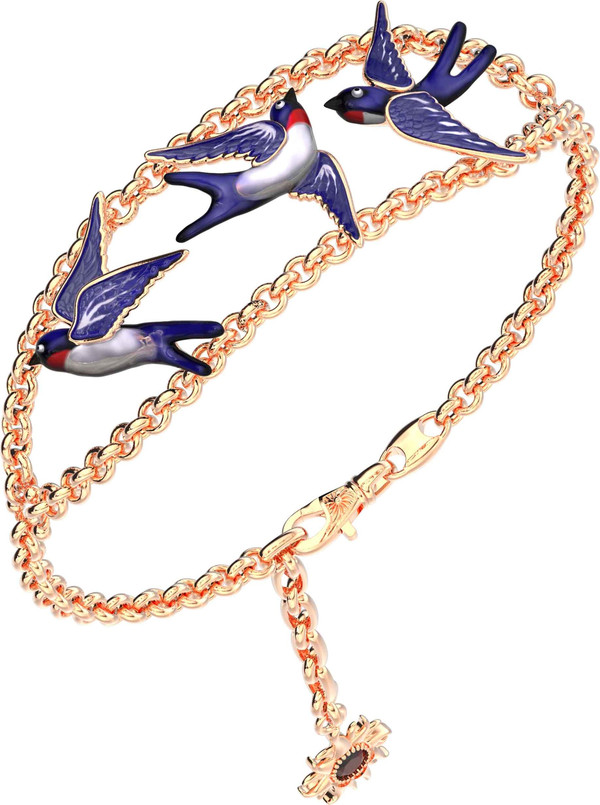 Браслет из золота c эмаль и рубином