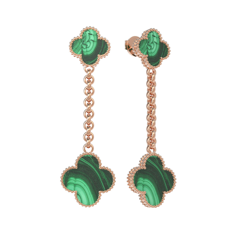 Серьги из золота c малахитом