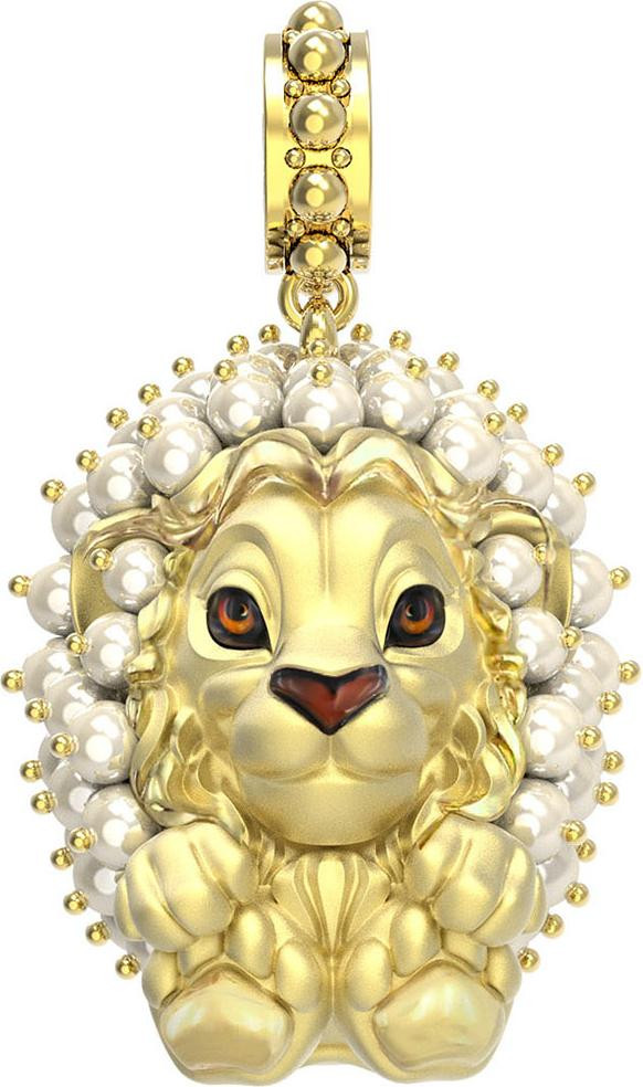 Подвеска из лимонного золота c эмаль и жемчугом