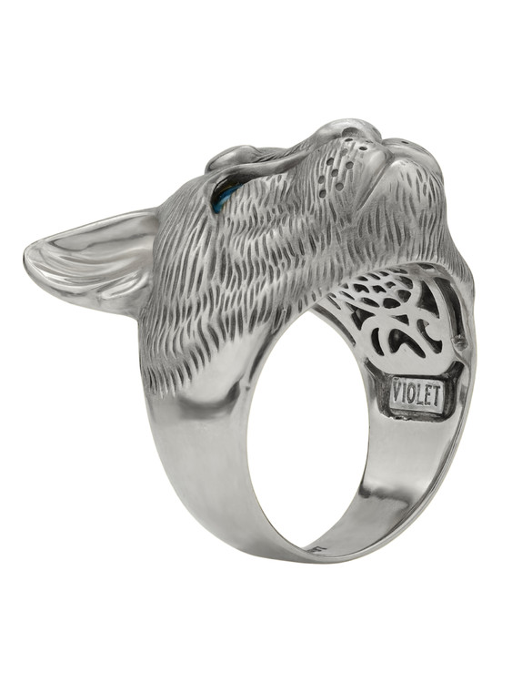 Кольцо из белого золота c эмалью