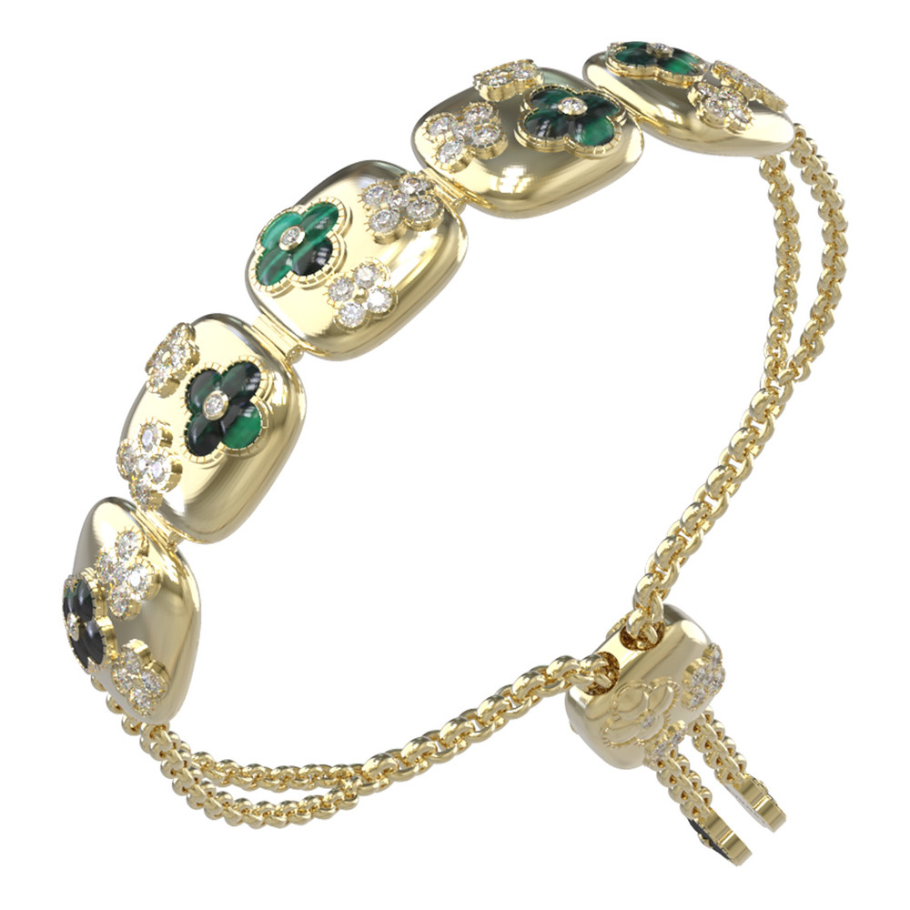 Браслет из лимонного золота c бриллиантами и малахитом
