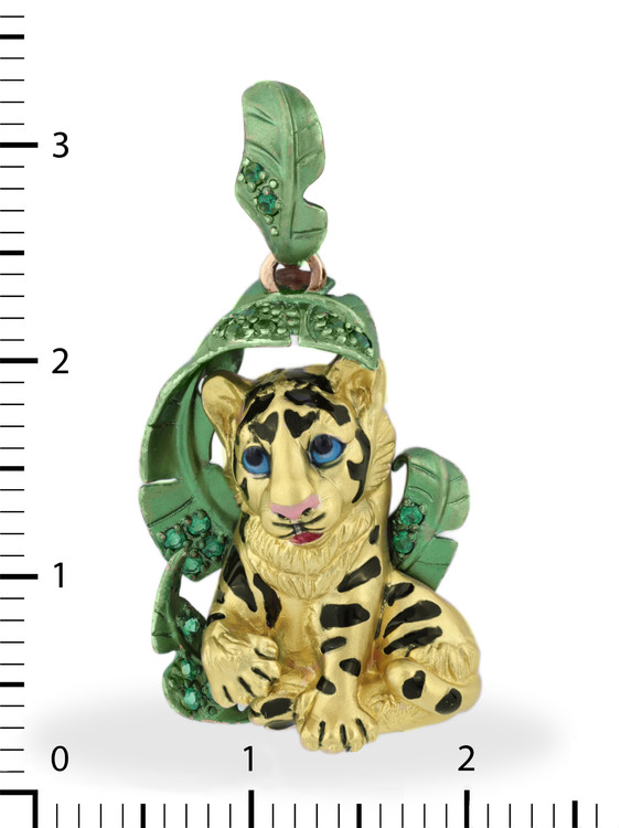 Подвеска из золота c эмаль и изумрудом