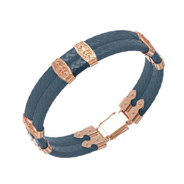 Браслет из золота c кожаным шнурком