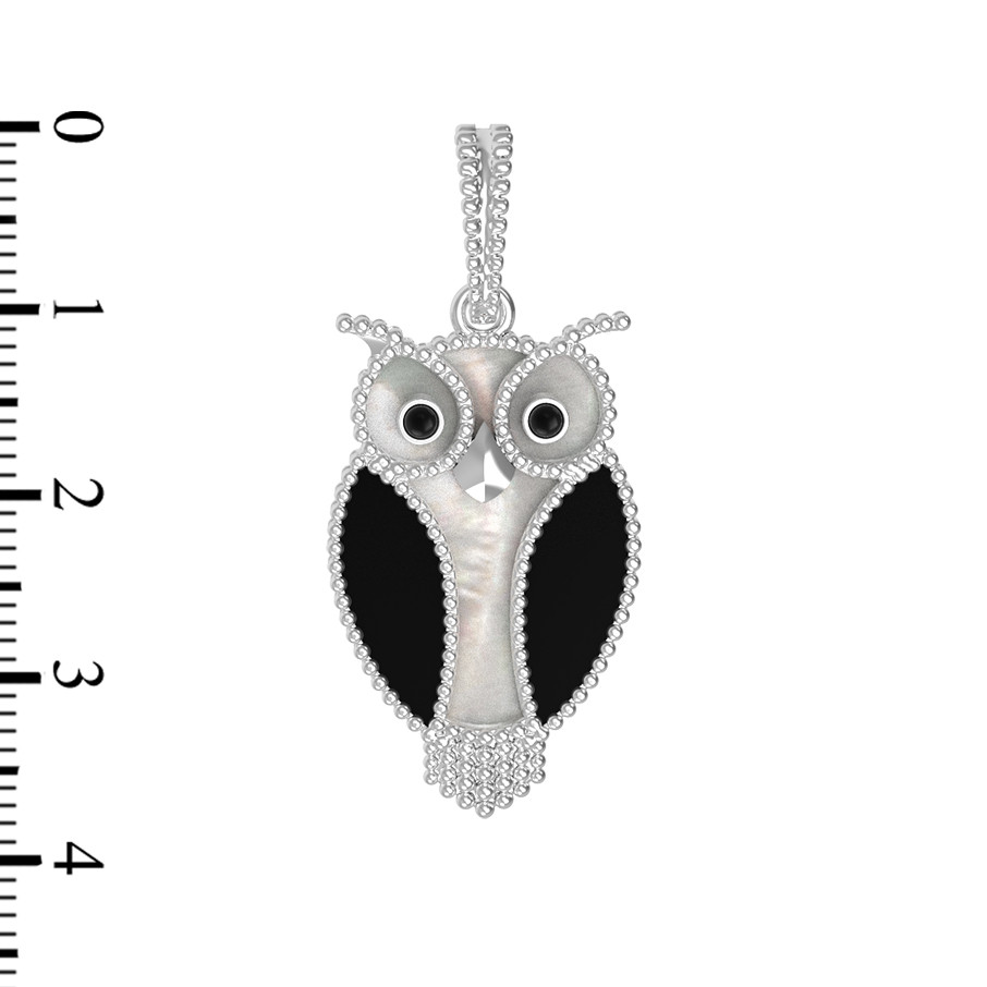 Подвеска из белого золота c эмалью, ониксом и перламутром