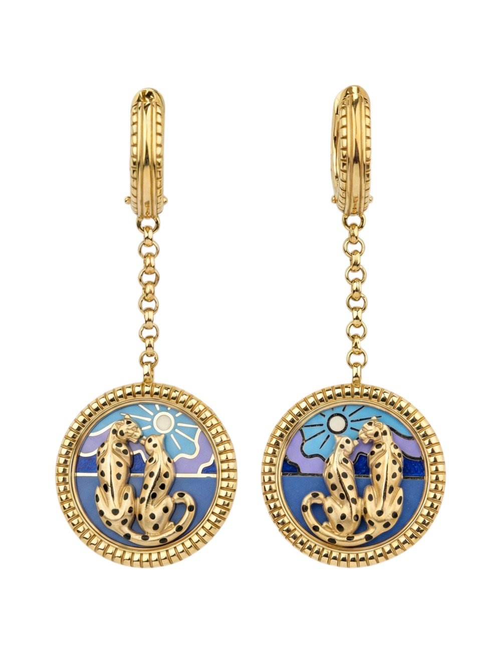 Серьги из лимонного золота c эмаль