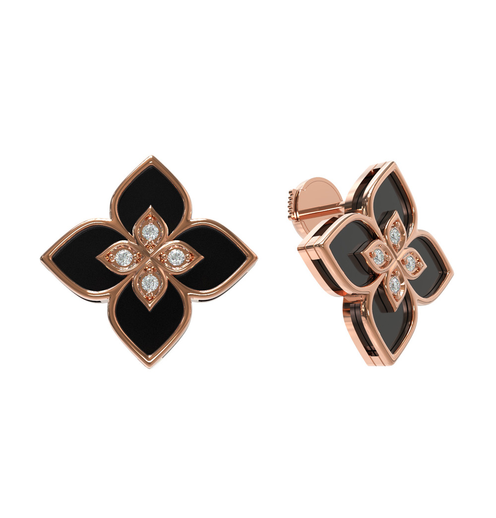 Серьги из золота c бриллиантами и ониксом