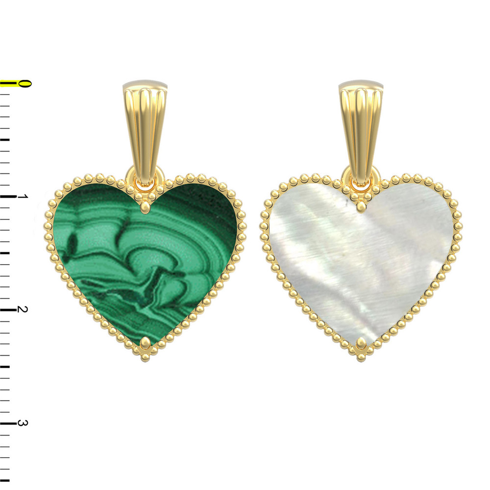 Подвеска из лимонного золота c малахитом и перламутром