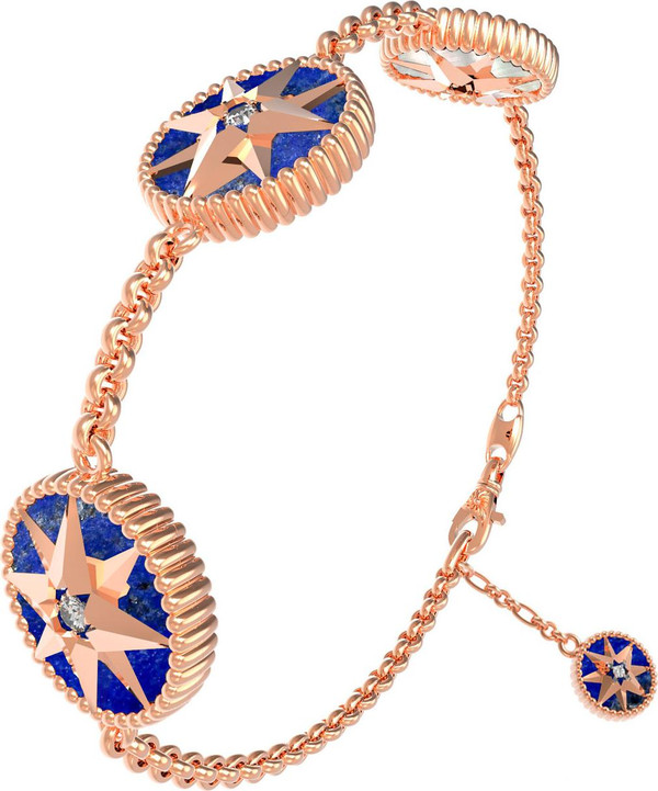 Браслет из золота c фианитом, лазуритом и перламутром