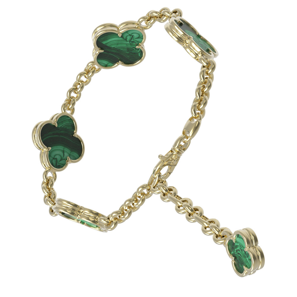 Браслет из лимонного золота c малахитом