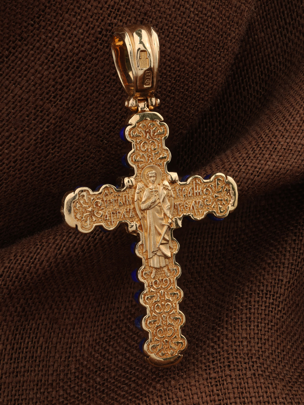 Крест из золота c лазуритом