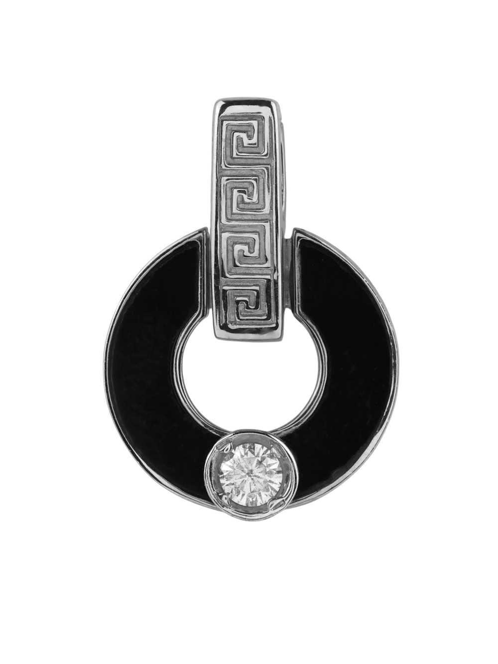 Подвеска из белого золота c бриллиантами и ониксом