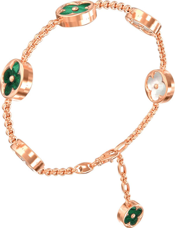 Браслет из золота c малахитом и перламутром