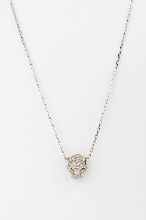 Колье из белого золота c бриллиантами и изумрудом