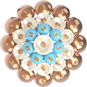 Подвеска из золота c бирюзой и перламутром