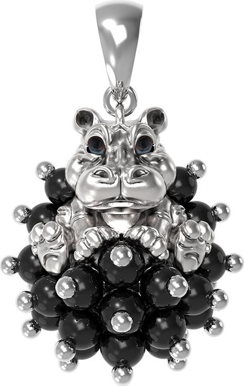 Подвеска из белого золота c эмаль и ониксом