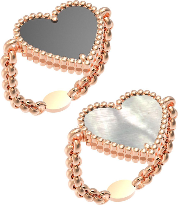 Кольцо из золота c ониксом и перламутром