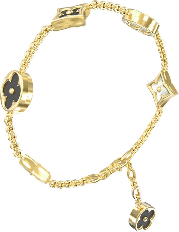 Браслет из лимонного золота c ониксом и перламутром