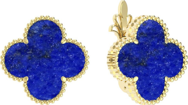 Серьги из лимонного золота c лазуритом