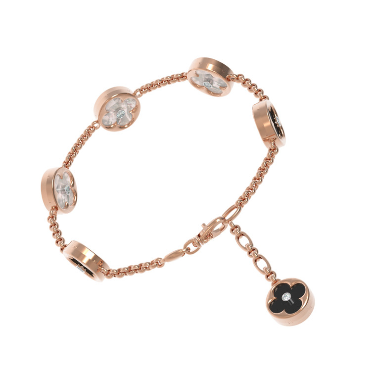 Браслет из золота c бриллиантами, ониксом и перламутром