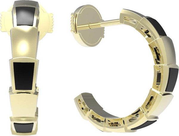 Серьги из лимонного золота c ониксом