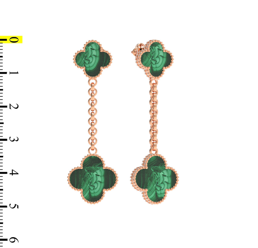 Серьги из золота c малахитом