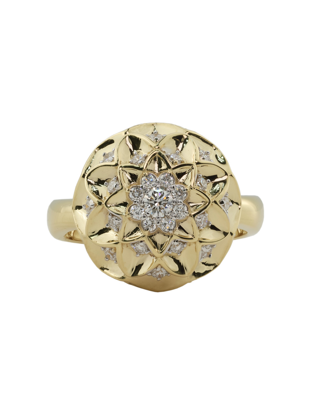 Кольцо из лимонного золота c бриллиантами