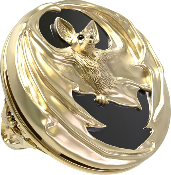 Кольцо из лимонного золота c эмаль и ониксом