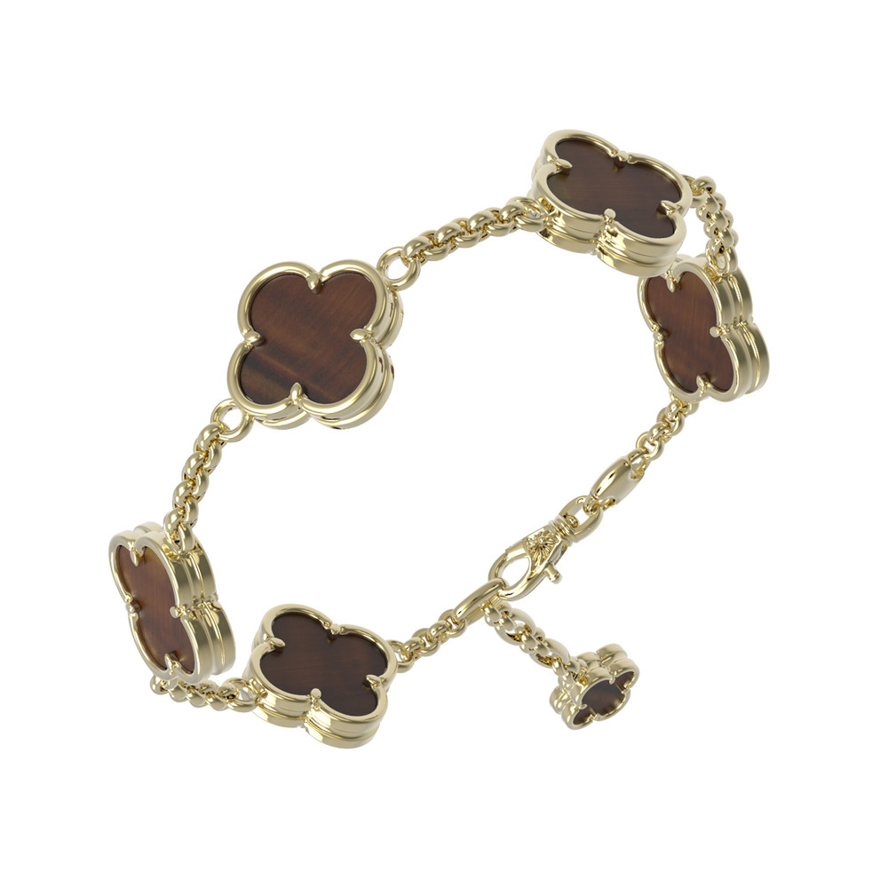 Браслет из лимонного золота c тигровым глазом